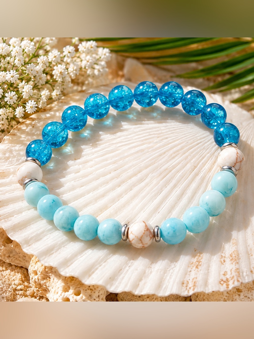 💥3/$15💥 Ocean Blue Natural Stones Stretch Bracelet